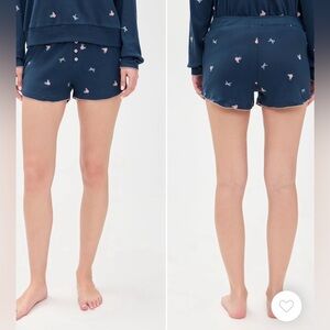 🎉 HOST PICK 🎉 PJ Salvage  Navy Blue Pajama Shorts with Pink Accents, size Large